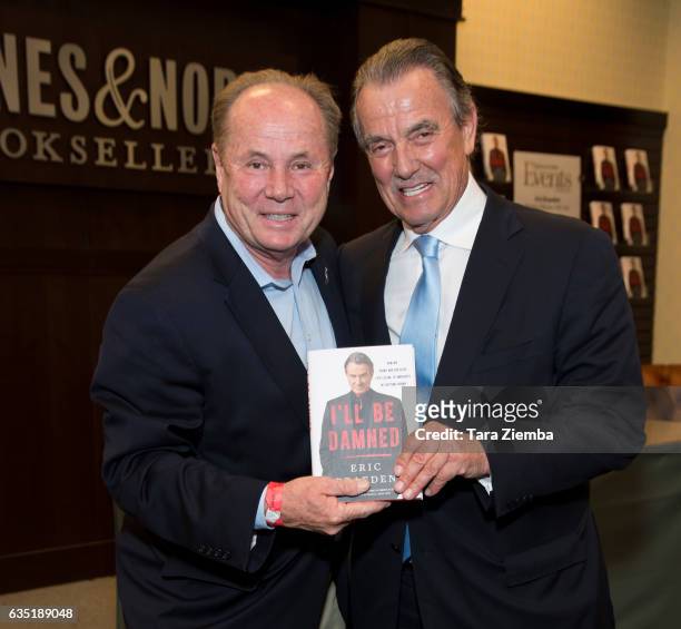Actor Eric Braeden and Los Angeles Councilmember Tom LaBonge arrive to a book signing for 'I'll Be Damned: How My Young And Restless Life Led Me To...