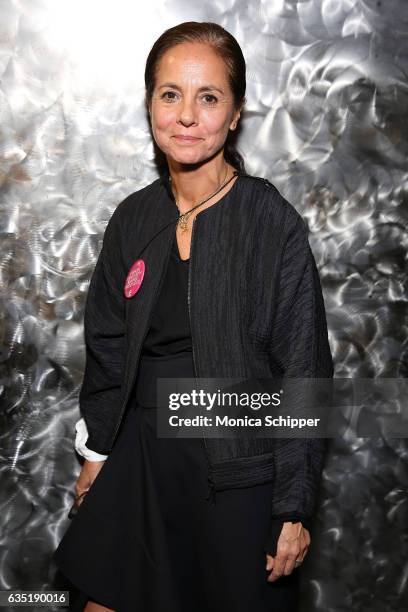 Designer Maria Cornejo poses for a photo backstage at the Zero + Maria Cornejo fashion show during New York Fashion Week at Pier 59 on February 13,...