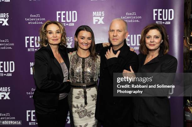 Jessica Lange, Alison Wright, Ryan Murphy, and Susan Sarandon attends the "Feud" Tastemaker Dinner at The Monkey Bar on February 13, 2017 in New York...