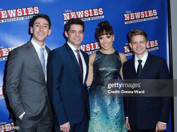 Ben Fankhauser, Jeremy Jordan, Kara Lindsay and Andrew Keenan-Bolger attend the "Newsies" New York Premiere at AMC Loews Lincoln Square 13 on...