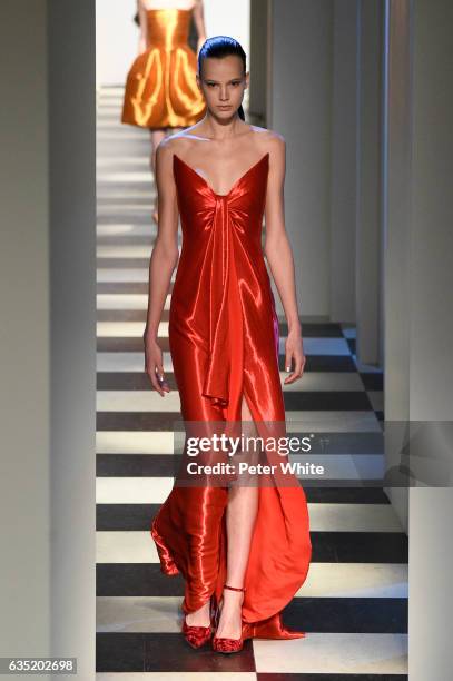 Model walk the runway at the Oscar de La Renta fashion show during February 2017 New York Fashion Week: The Shows at Gallery 1, Skylight Clarkson Sq...