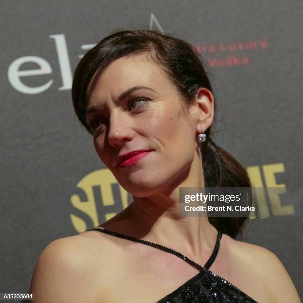 Actress Maggie Siff attends Showtime's "Billions" Season 2 premiere held at Cipriani 25 Broadway on February 13, 2017 in New York City.