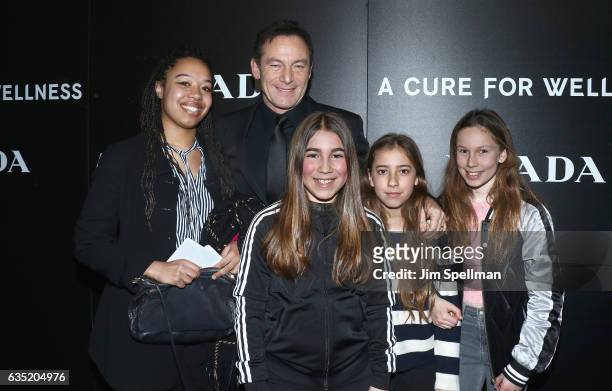 Actor Jason Isaacs and family attend the screening of "A Cure for Wellness" hosted by 20th Century Fox and Prada at Landmark's Sunshine Cinema on...