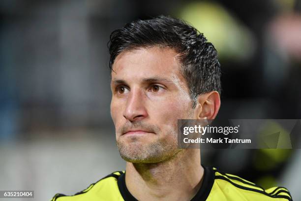 Vince Lia of the Wellington Phoenix during the round 15 A-League match between the Wellington Phoenix and the Central Coast Mariners at Westpac...