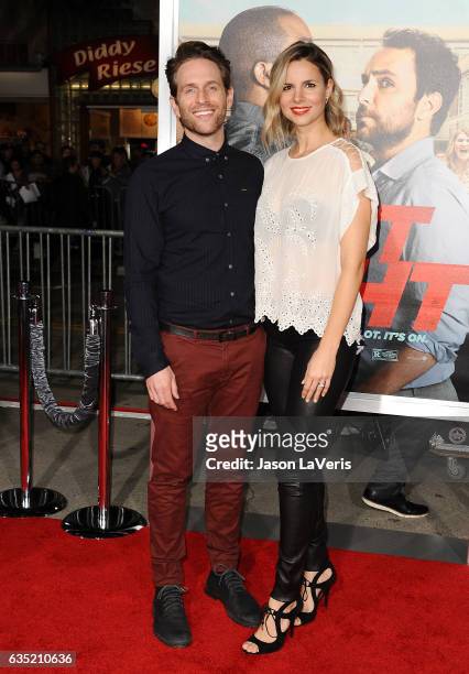 Actor Glenn Howerton and actress Jill Latiano attend the premiere of "Fist Fight" at Regency Village Theatre on February 13, 2017 in Westwood,...