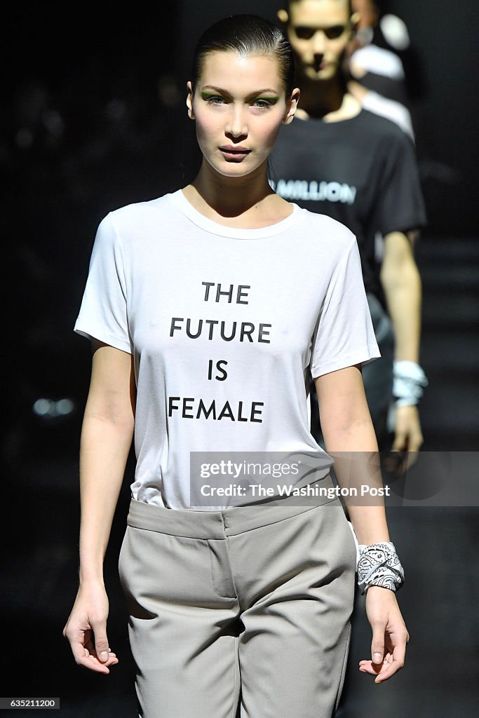 Models Walking in the Finale of the Prabal Gurung Fall/Winter 2017 Collection Wore T-shirts with Feminist  Messages.