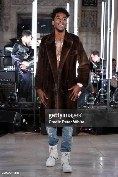 Desiigner walks the runway at Philipp Plein show during New York Fashion Week: The Shows at New York Public Library on February 13, 2017 in New York...