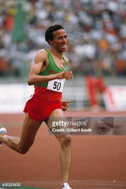 Said Aouita from Morocco competes during the African Championships.