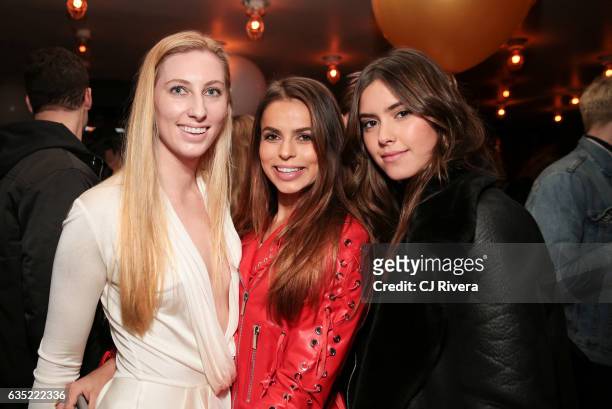 Jacqueline Stoner , Brooks Nader, and Paulina Vega attend Wilhelmina party on February 13, 2017 in New York City.