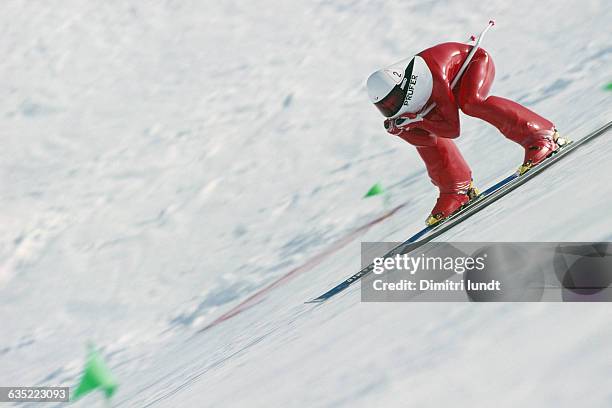 Michael Prufer from France wins gold in the men's speed skiing event of the 1992 Winter Olympics in Albertville. Speed Skiing was a demonstration...
