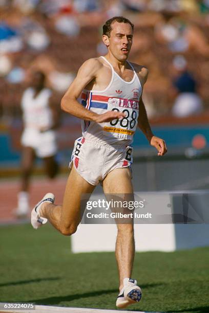 Steve Ovett competes during the 1984 Olympic Games.