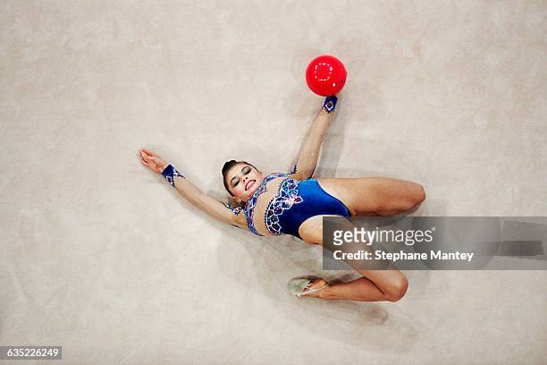 Alina Kabaeva from Russia performs with ball at the 2000 Olympics.