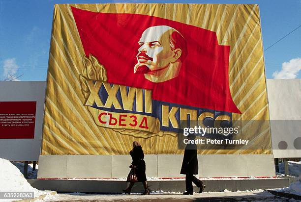 Banner announces the 27th Soviet Communist Party Congress.