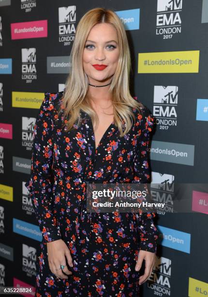 Laura Whitmore at a photocall to announce London as the host city for the 2017 MTV EMA's at MTV London on February 14, 2017 in London, England.