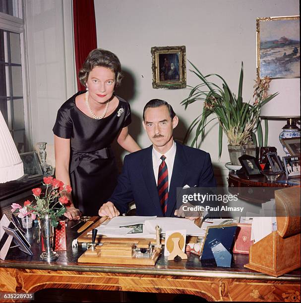 Luxembourg's Grand Duke Jean with his wife, Grand Duchess Josephine Charlotte, 1966. The Grand Duke came to the throne of Luxembourg's constitutional...