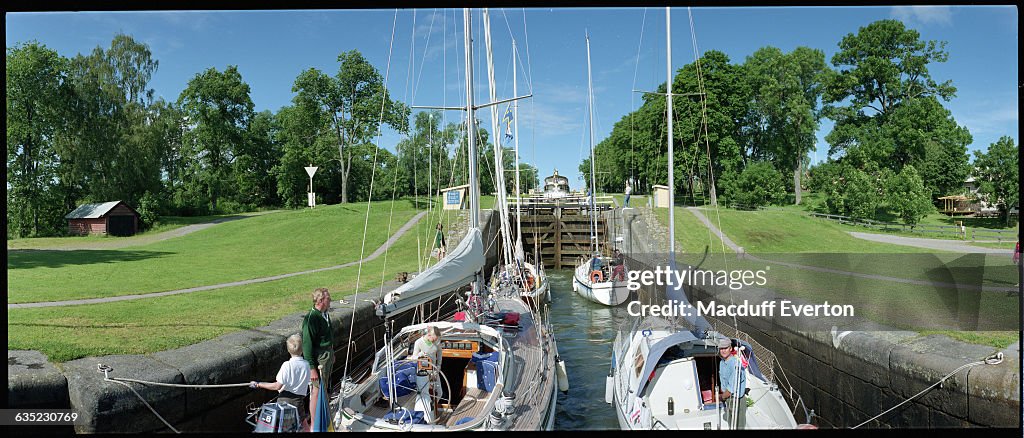 Sailboats in Gota Canal Locks