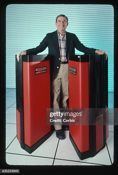Computer Engineer Posing in a Cray Supercomputer
