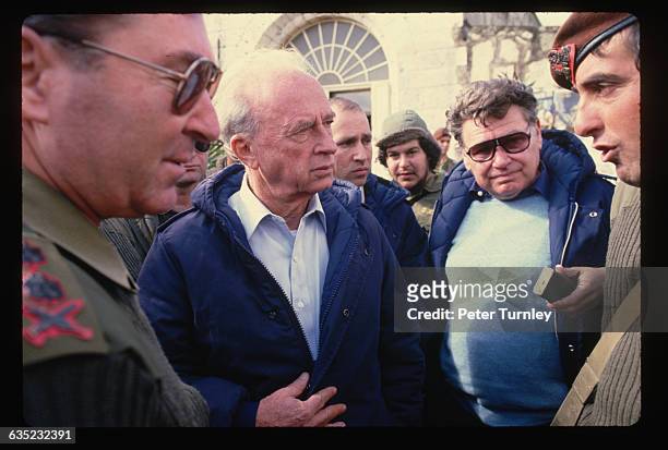 Defense Minister Rabin Meeting with Soldiers