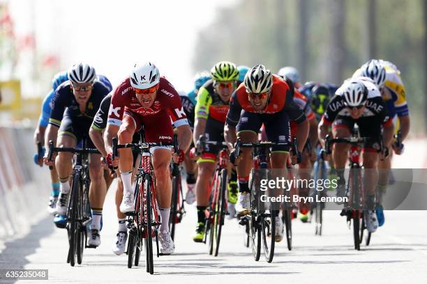 Alexander Kristoff of Norway and Team Katusha sprints to victory on stage one of the 8th Tour of Oman, a 176.5km stage from Al Sawadi Beach to Naseem...