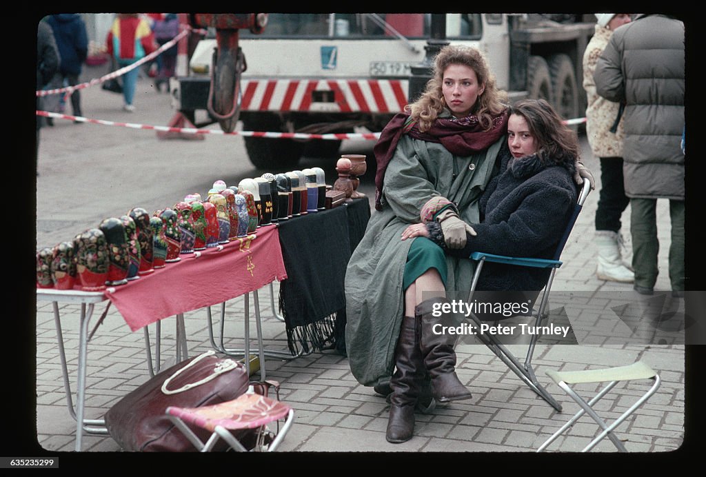 Women Selling Nesting Dolls on Moscow Street