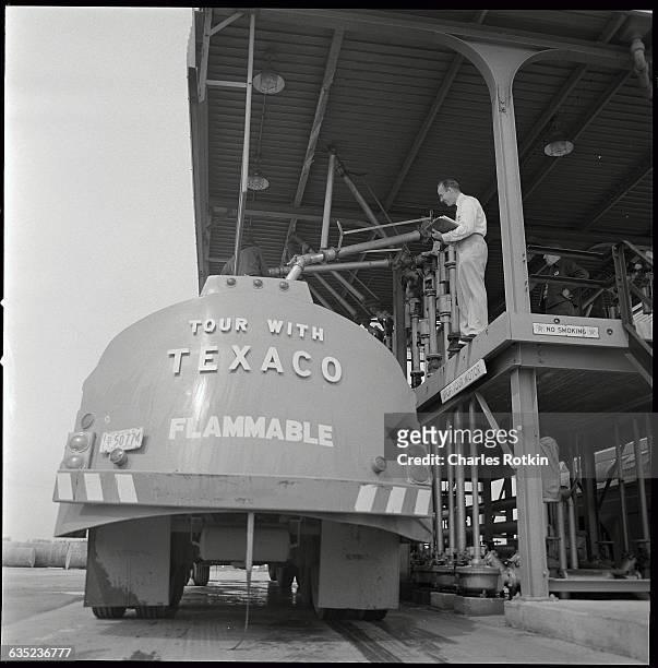 Truck Being Filled at a Texaco Refinery