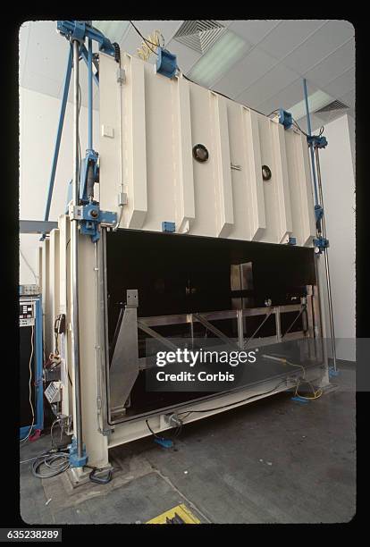 Vacuum chamber at Eastman Kodak, used to correct segments of the mirror for the Keck Telescope to optical near-perfection.