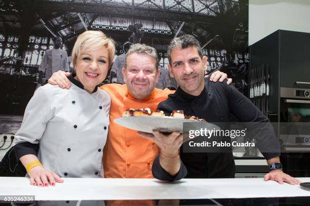 Spanish chefs Paco Roncero , Alberto Chicote and Susi Diaz present the 'Top Chef' TV Show at Kitchen Club on February 14, 2017 in Madrid, Spain.