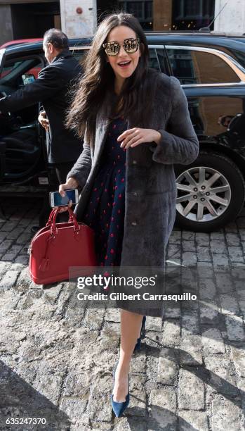 Actress Ana Villafane is seen arriving to the Carolina Herrera Collection during, New York Fashion Week on February 13, 2017 in New York City.