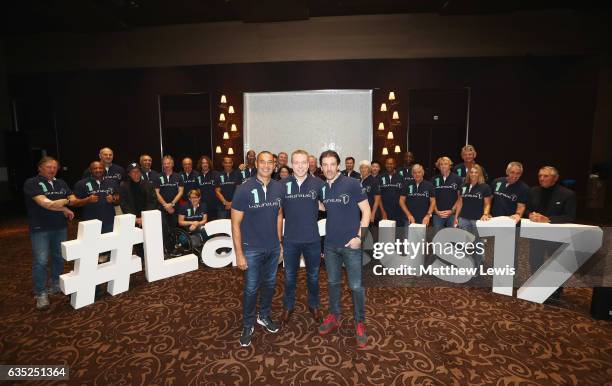 New Laureus Academy members Ruud Gullit, Sir Chris Hoy and Fabian Cancellara pose with fellow members prior to the 2017 Laureus World Sports Awards...