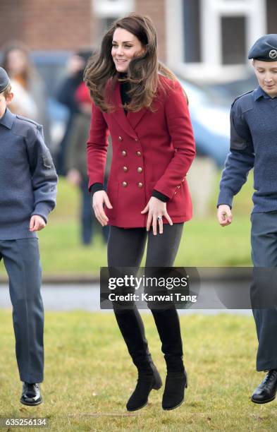 Catherine, Duchess of Cambridge during a visit to the RAF Air Cadets at RAF Wittering on February 14, 2017 in Stamford, England. The Duchess of...