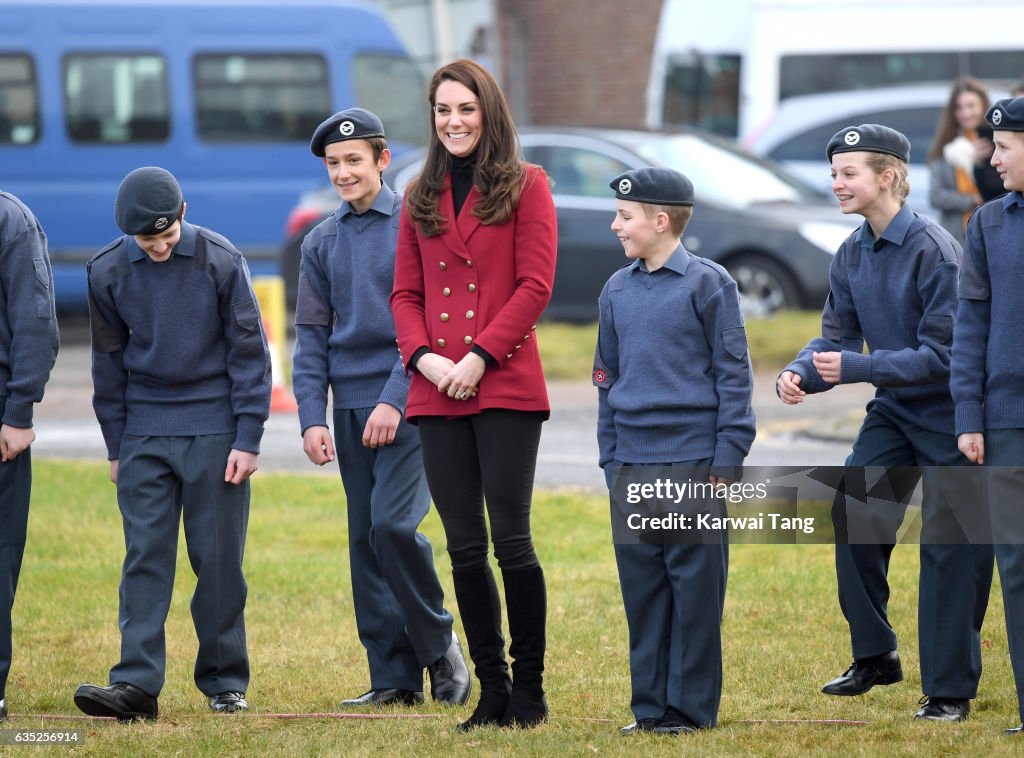 The Duchess Of Cambridge Visits The RAF Air Cadets At RAF Wittering