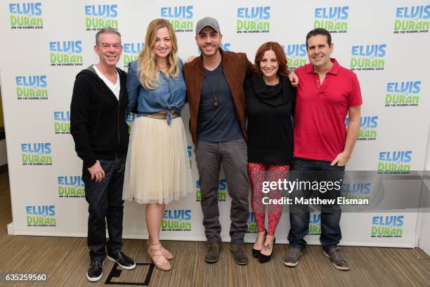 Elvis Duran, Bethany Watson, Nick Fradiani, Danielle Monaro and Skeery Jones pose together for a photo during "The Elvis Duran Z100 Morning Show" at...