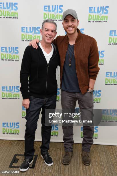 Musician Nick Fradiani and host Elvis Duran pose together for a photo during "The Elvis Duran Z100 Morning Show" at Elvis Duran Offices on February...