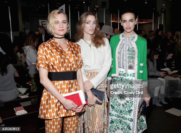 Diane Kruger, Sofia Sanchez, and Camilla Belle attend the Tory Burch FW17 Show during New York Fashion Week at the Whitney Museum of American Art on...