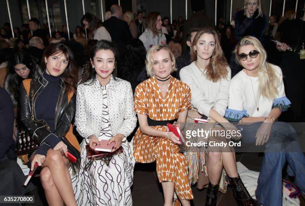 Jeanne Damas, Li Bingbing, Diane Kruger, Sofia Sanchez and Jessica Hart attend the Tory Burch FW17 Show during New York Fashion Week at the Whitney...
