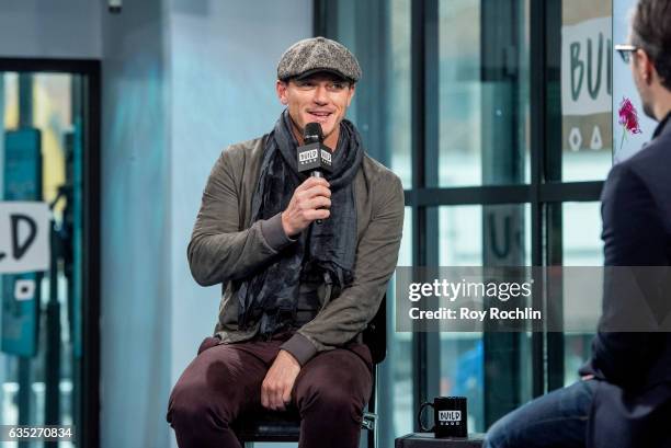 Actor Luke Evans discusses "Beauty And The Beast" with the Build Series at Build Studio on February 14, 2017 in New York City.