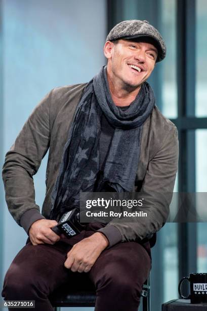 Actor Luke Evans discusses "Beauty And The Beast" with the Build Series at Build Studio on February 14, 2017 in New York City.