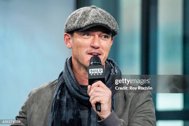 Actor Luke Evans discusses "Beauty And The Beast" with the Build Series at Build Studio on February 14, 2017 in New York City.