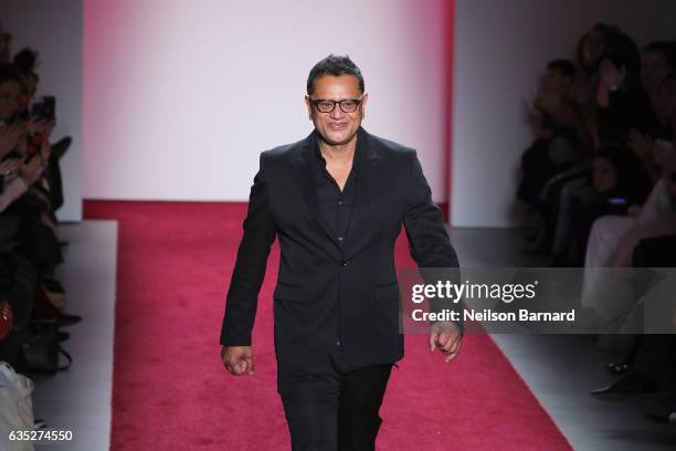 Designer Naeem Khan walks the runway for the Naeem Khan collection during, New York Fashion Week: The Shows at Gallery 2, Skylight Clarkson Sq on...