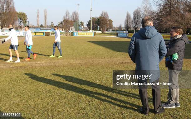 Giacomo Poretti looks on during the FC Internazionale training session at the club's training ground Suning Training Center in memory of Angelo...