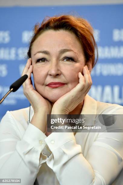Actress Catherine Frot the 'The Midwife' press conference during the 67th Berlinale International Film Festival Berlin at Grand Hyatt Hotel on...