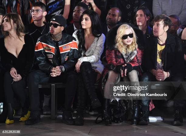 Carine Roitfeld, Tyga, Kylie Jenner, Madonna and Steven Klein attend the Front Row for the Philipp Plein Fall/Winter 2017/2018 Women's And Men's...