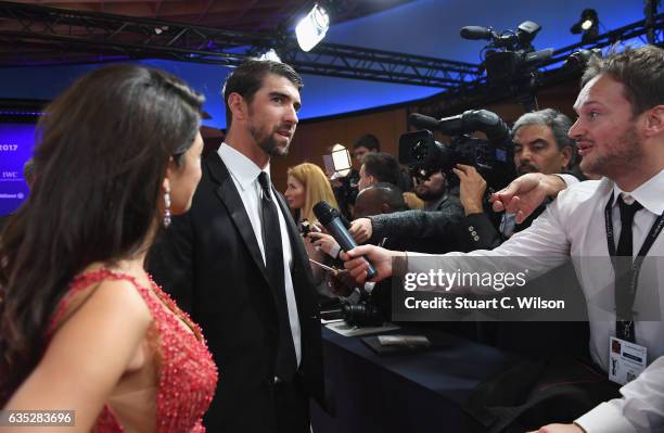 Laureus World Comeback of the Year nominee Swimmer Michael Phelps of the US and Nicole Phelps attend the 2017 Laureus World Sports Awards at the...