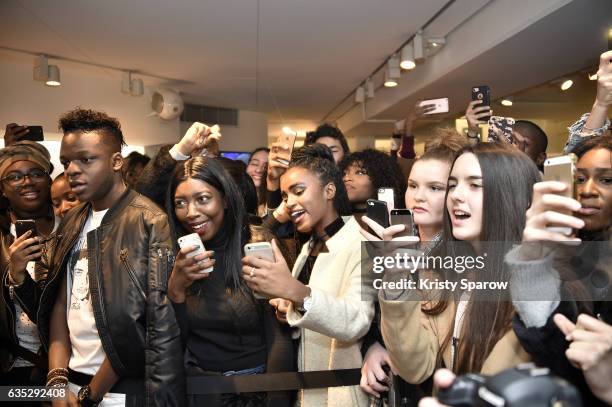 General view of the crowd during Justine Skye's performance during the Boy Meets Girl x Care Bears Collection at Colette on February 14, 2017 in...