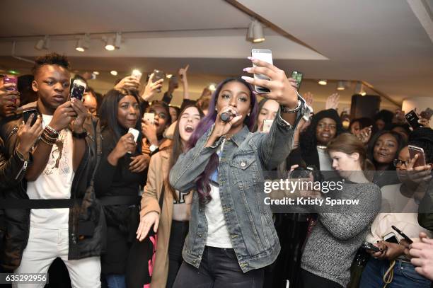 Justine Skye performs during the Boy Meets Girl x Care Bears Collection at Colette on February 14, 2017 in Paris, France.