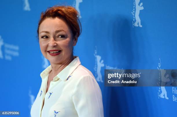 Actress Catherine Frot attends the photocall of "Sage femme" during the 67th Berlinale International Film Festival Berlin at Grand Hyatt Hotel in...