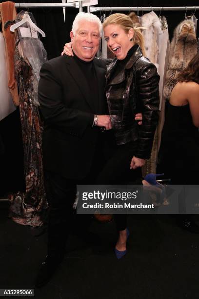 Designer Dennis Basso and Jill Martin pose backstage for the Dennis Basso collection during, New York Fashion Week: The Shows at Gallery 1, Skylight...