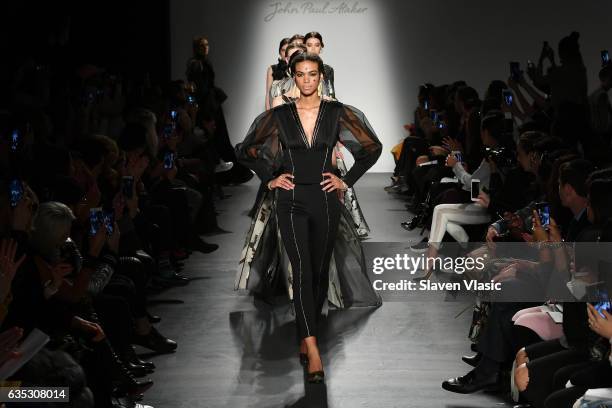 Models walk the runway at the John Paul Ataker Fall Winter 2017 Runway Show at Pier 59 on February 14, 2017 in New York City.