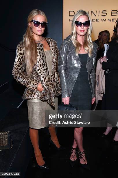 Paris Hilton and Nicky Hilton Rothschild attend the Dennis Basso collection during, New York Fashion Week: The Shows at Gallery 1, Skylight Clarkson...