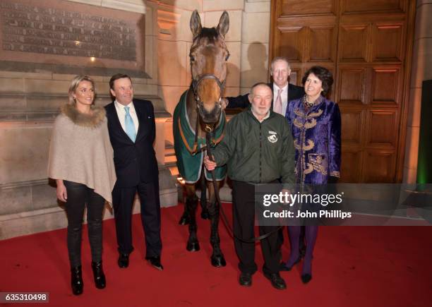 Rebecca Curtis, Nicky Henderson, David Pipe and Venetia Williams attend The Randox Health Grand National Weights Evening with 2016 winner, Rule The...